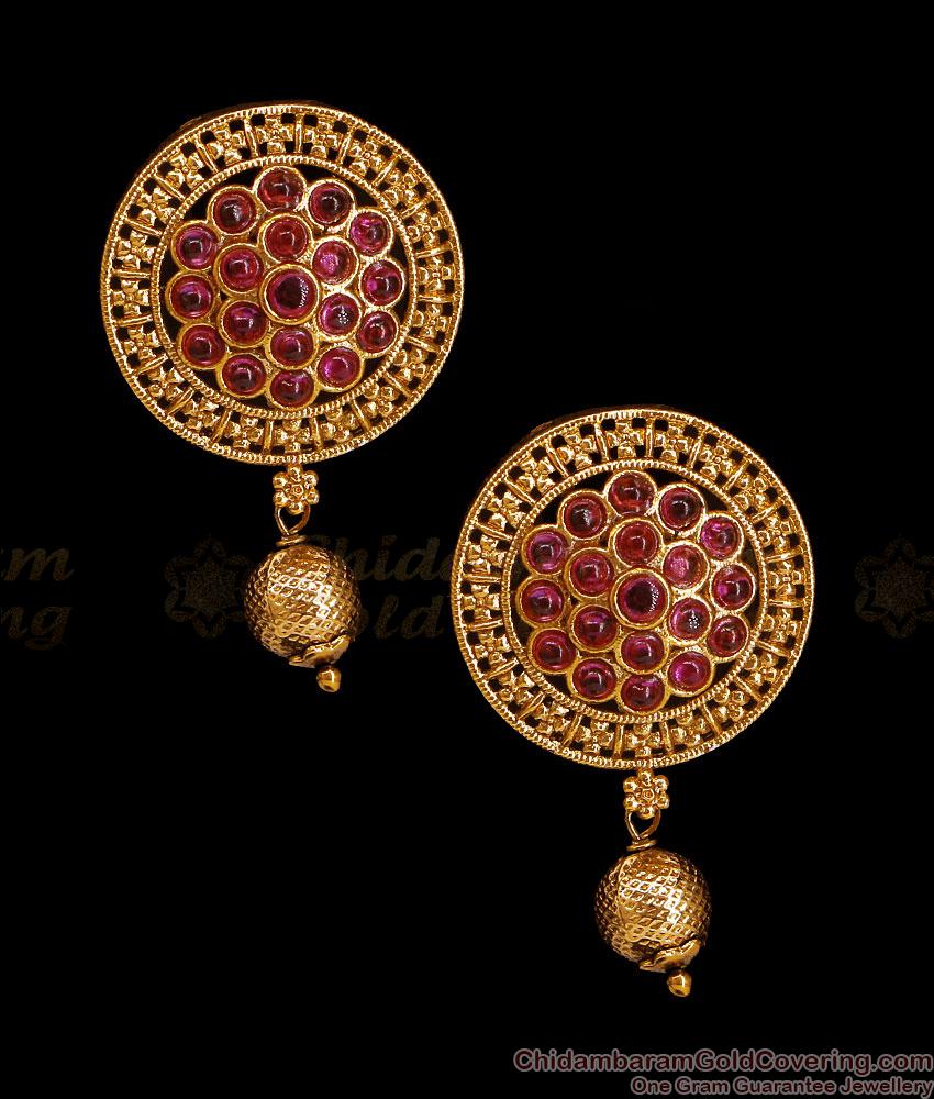 Antique Matte Gold Plated Ruby Kemp Stone Stud Earrings ER5854 Antique Matte Gold Plated Ruby Kemp Stone Stud Earrings ER5854