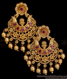 Grand Antique Matte Finish Crescent Moon Chandabali Earrings ER5861 Grand Antique Matte Finish Crescent Moon Chandabali Earrings ER5861