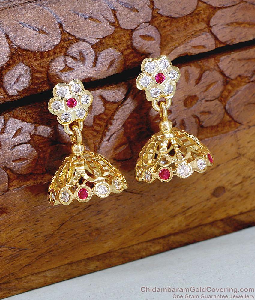 Five Metals Impon Gold Polish AD Stone Hanging Jhumki ER5863 Five Metals Impon Gold Polish AD Stone Hanging Jhumki ER5863