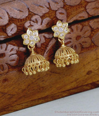 White Stone Impon Jhumka Earring At Affordable Price ER5867 White Stone Impon Jhumka Earring At Affordable Price ER5867