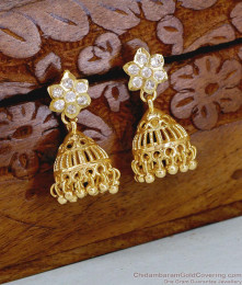Full White Stone Bridal Wear Floral Jhumki Earring ER5869