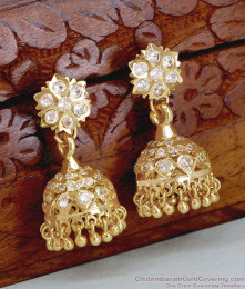 Premium Quality Five Metal Impon Jhumka Earring With White Stone ER5871 Premium Quality Five Metal Impon Jhumka Earring With White Stone ER5871