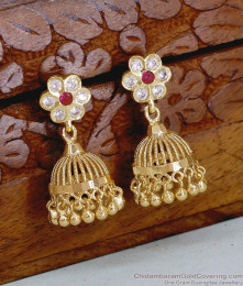 Light Weight Cage Design Impon Stone Jhumki Earring Online ER5873 Light Weight Cage Design Impon Stone Jhumki Earring Online ER5873