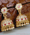 Latest Ruby White Stone Impon Big Jhumkas For Wedding ER5874 Latest Ruby White Stone Impon Big Jhumkas For Wedding ER5874