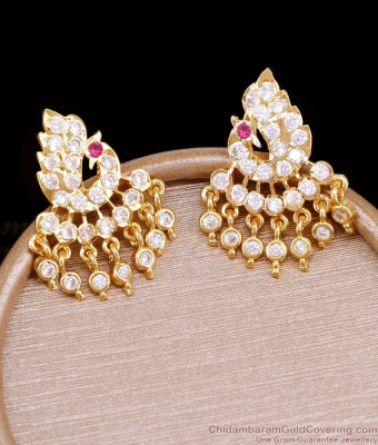 Beautiful Ruby White Peacock Design Impon Drop Earring ER5876