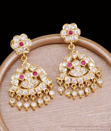 Traditional Ruby White Stone Impon Dangler Earring Online ER5880 Traditional Ruby White Stone Impon Dangler Earring Online ER5880