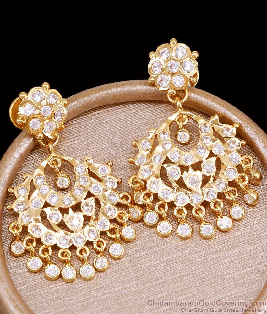 Buy Latest White Stone Impon Drop Earring Bridal Danglers ER5882 Buy Latest White Stone Impon Drop Earring Bridal Danglers ER5882