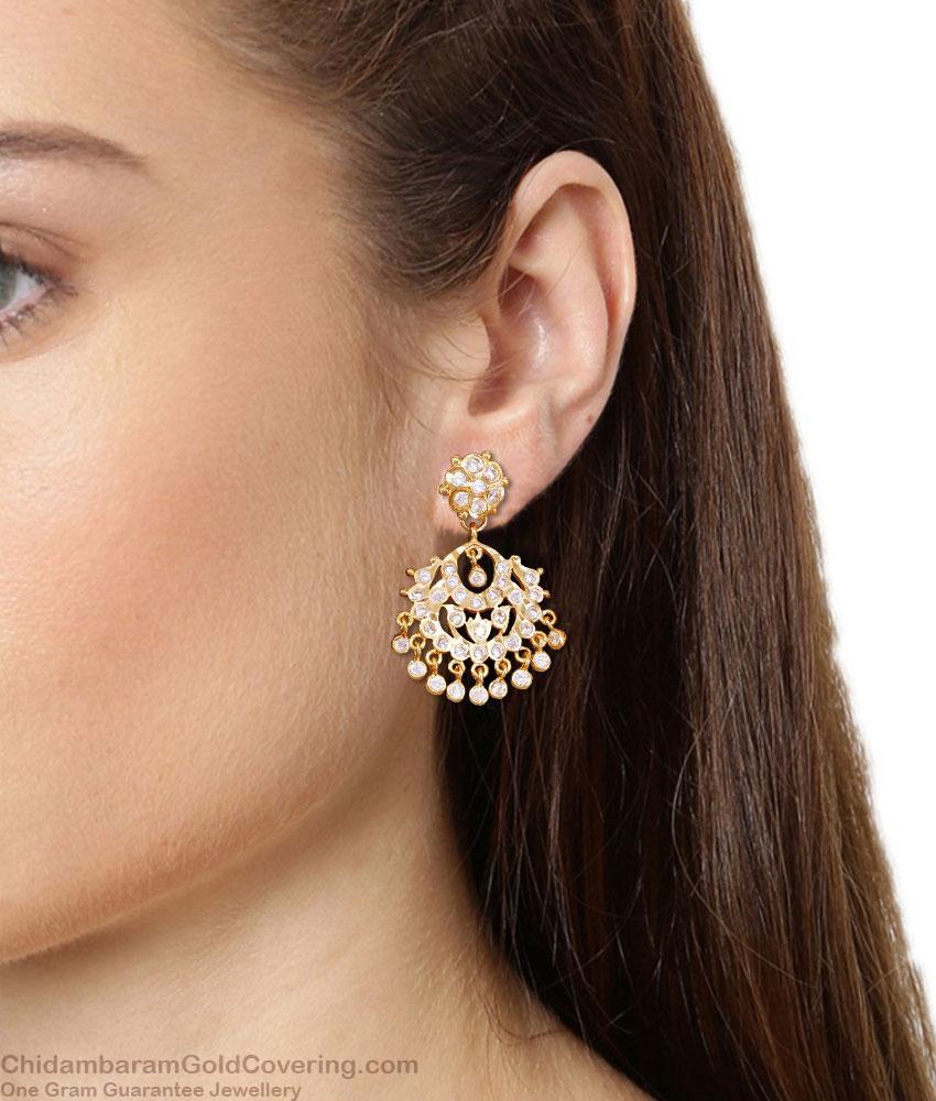 Buy Latest White Stone Impon Drop Earring Bridal Danglers ER5882 Buy Latest White Stone Impon Drop Earring Bridal Danglers ER5882