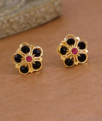 New Model Screw Back Black Stone Stud Earring ER5883 New Model Screw Back Black Stone Stud Earring ER5883