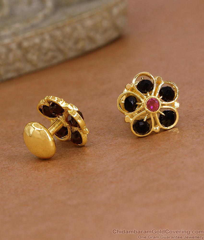 New Model Screw Back Black Stone Stud Earring ER5883