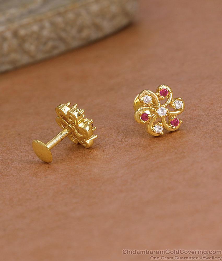 Light Weight Gold Plated Stud Earring With Ad Stone ER5884 Light Weight Gold Plated Stud Earring With Ad Stone ER5884