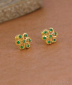 Small Gold Plated Green Stone Stud Floral Earring ER5887 Small Gold Plated Green Stone Stud Floral Earring ER5887