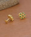 Small Gold Plated Green Stone Stud Floral Earring ER5887 Small Gold Plated Green Stone Stud Floral Earring ER5887