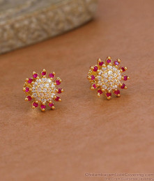 Beautiful Ruby White Stone Gold Tone Stud Earring ER5888