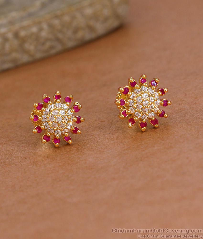 Beautiful Ruby White Stone Gold Tone Stud Earring ER5888 Beautiful Ruby White Stone Gold Tone Stud Earring ER5888