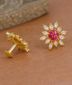 Trendy 1 Gram Gold Ad Stone Floral Stud Earring Online ER5889