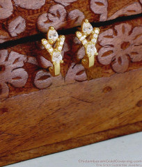 Full White Stone Gold Plated J Shaped Earring ER5890 Full White Stone Gold Plated J Shaped Earring ER5890