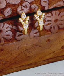Full White Stone Gold Plated J Shaped Earring ER5890
