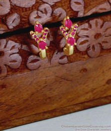 Elegant Ruby Stone Gold Screw Back Earring Online ER5891
