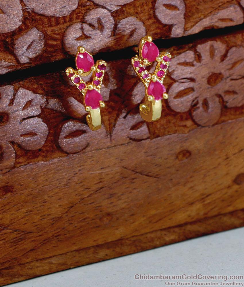 Elegant Ruby Stone Gold Screw Back Earring Online ER5891 Elegant Ruby Stone Gold Screw Back Earring Online ER5891