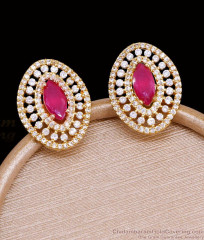 Stylish Ruby Gemstone Gold Imitation Big Stud Earring For Women ER5897 Stylish Ruby Gemstone Gold Imitation Big Stud Earring For Women ER5897