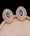Glittering Amethyst Diamond Studded Gold Earring For Party Wear ER5898