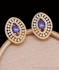 Glittering Amethyst Diamond Studded Gold Earring For Party Wear ER5898 Glittering Amethyst Diamond Studded Gold Earring For Party Wear ER5898