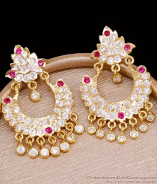 Premium Quality Five Metal Ruby White Stone Long Dangler Earring ER5900