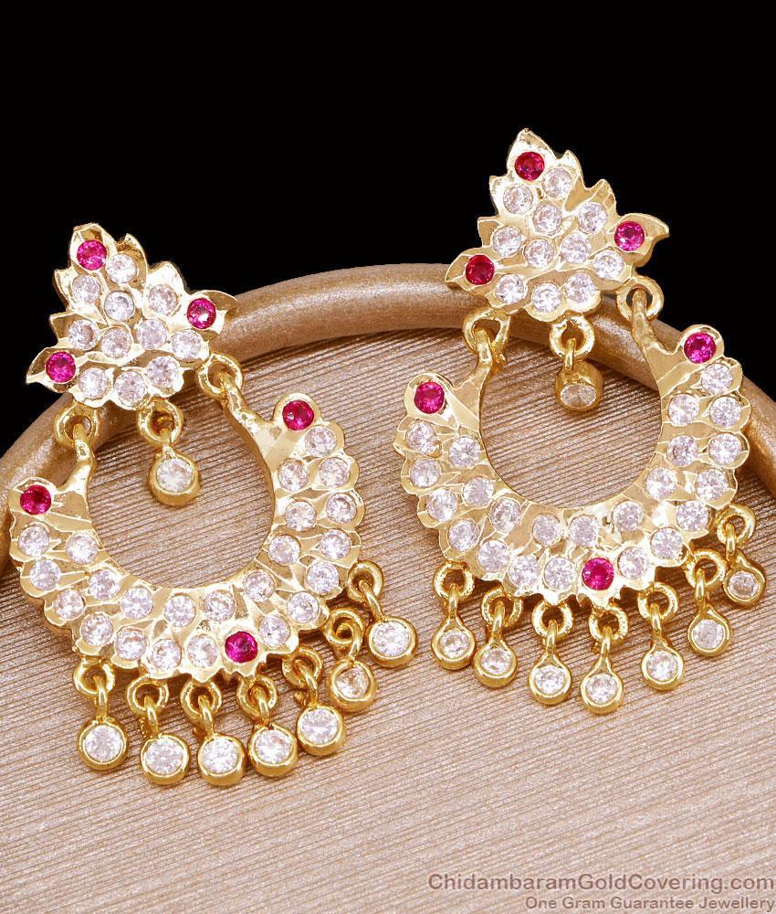 Premium Quality Five Metal Ruby White Stone Long Dangler Earring ER5900