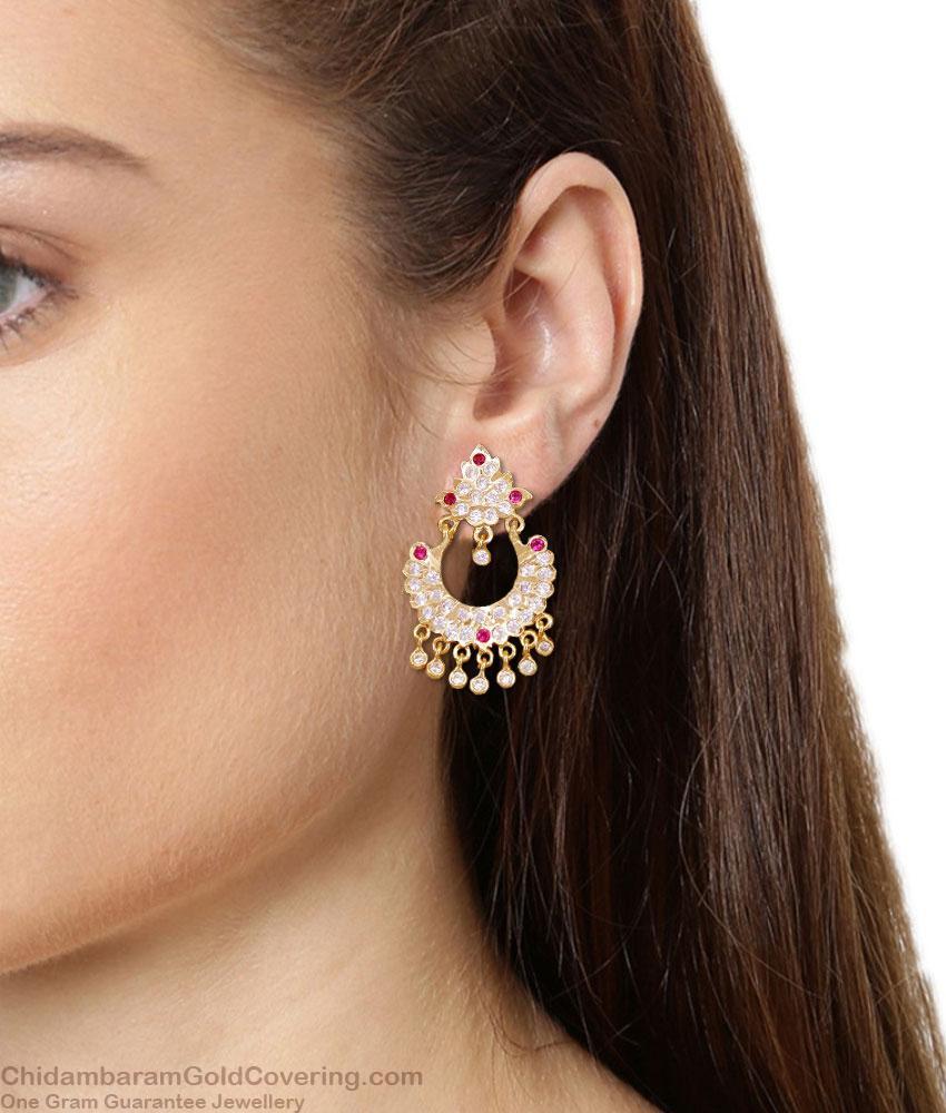 Premium Quality Five Metal Ruby White Stone Long Dangler Earring ER5900