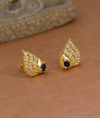 Small Gold Plated Black And White CZ Stone Wing Stud Earrings ER5902 Small Gold Plated Black And White CZ Stone Wing Stud Earrings ER5902