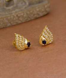 Small Gold Plated Black And White CZ Stone Wing Stud Earrings ER5902 Small Gold Plated Black And White CZ Stone Wing Stud Earrings ER5902
