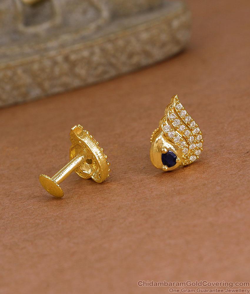 Small Gold Plated Black And White CZ Stone Wing Stud Earrings ER5902 Small Gold Plated Black And White CZ Stone Wing Stud Earrings ER5902