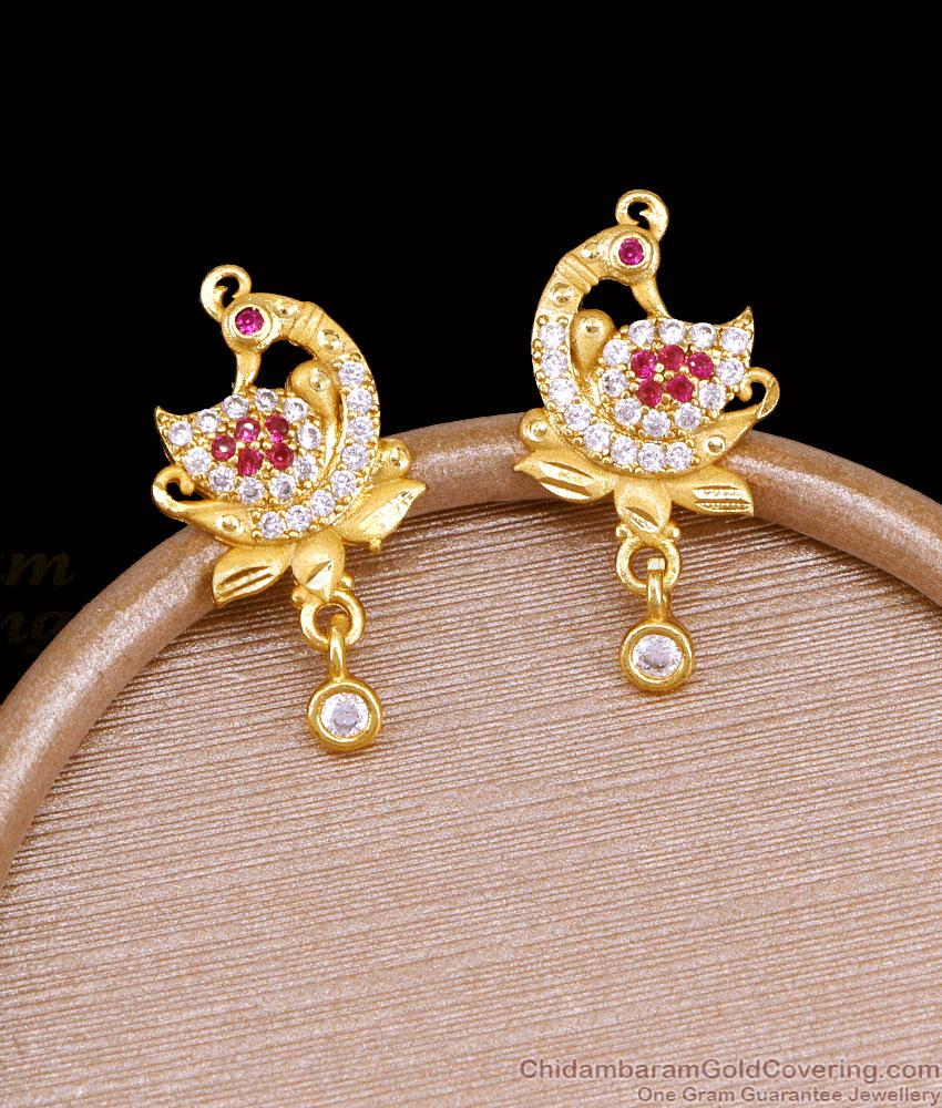 Beautiful Ad Stone Peacock Dangler Earring For Women ER5905 Beautiful Ad Stone Peacock Dangler Earring For Women ER5905