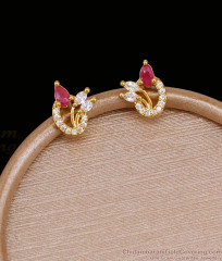 Classic Ruby Ad Stone Gold Stud Earring Online ER5907 Classic Ruby Ad Stone Gold Stud Earring Online ER5907