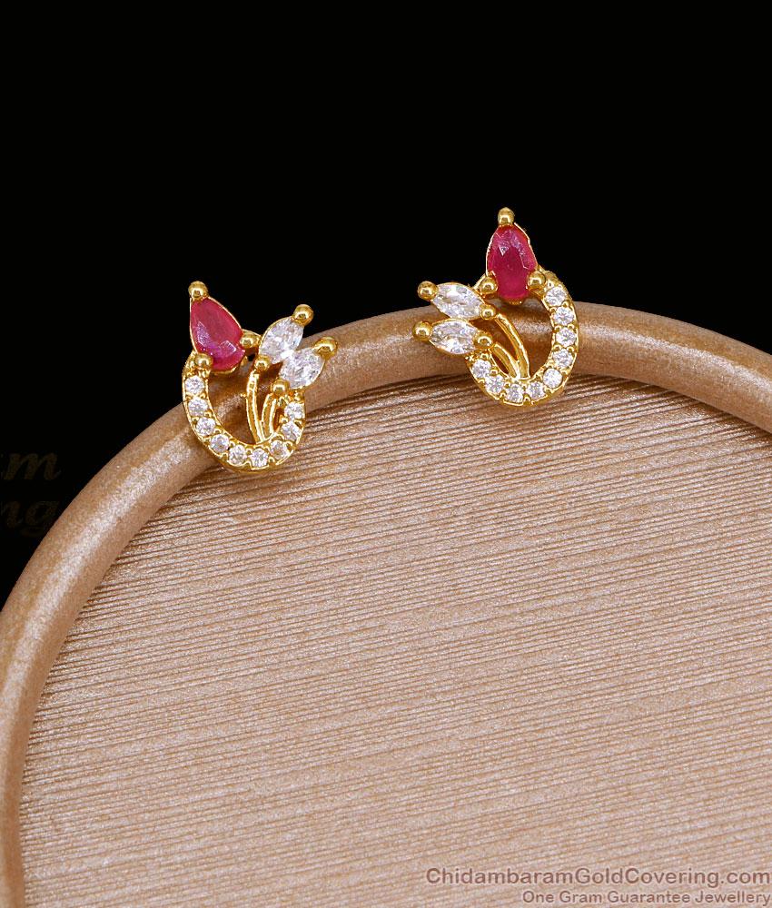 Classic Ruby Ad Stone Gold Stud Earring Online ER5907 Classic Ruby Ad Stone Gold Stud Earring Online ER5907