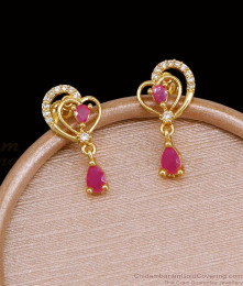 Latest Hanging Ruby Stone Heart Shaped Earring ER5908 Latest Hanging Ruby Stone Heart Shaped Earring ER5908
