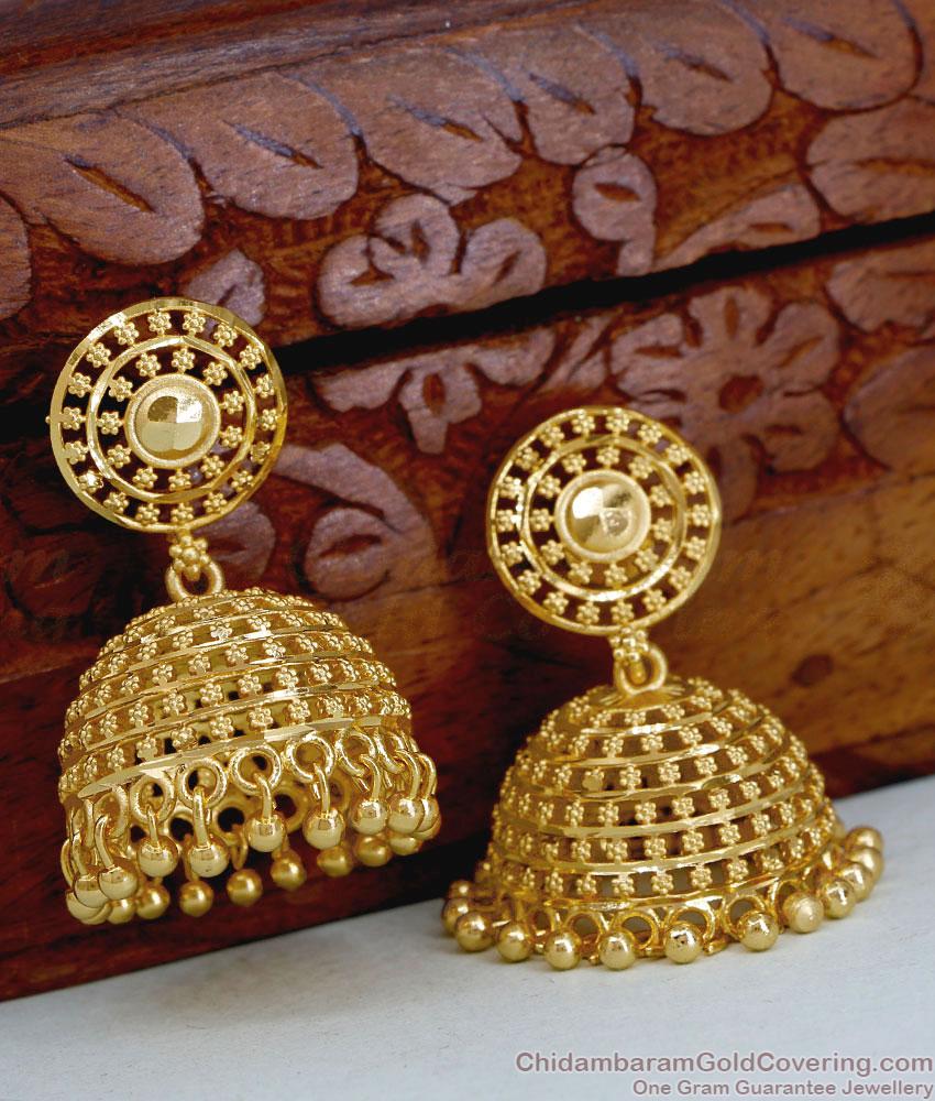 Two Gram Gold Floral Design Jhumki Earring For Wedding ER5910 Two Gram Gold Floral Design Jhumki Earring For Wedding ER5910