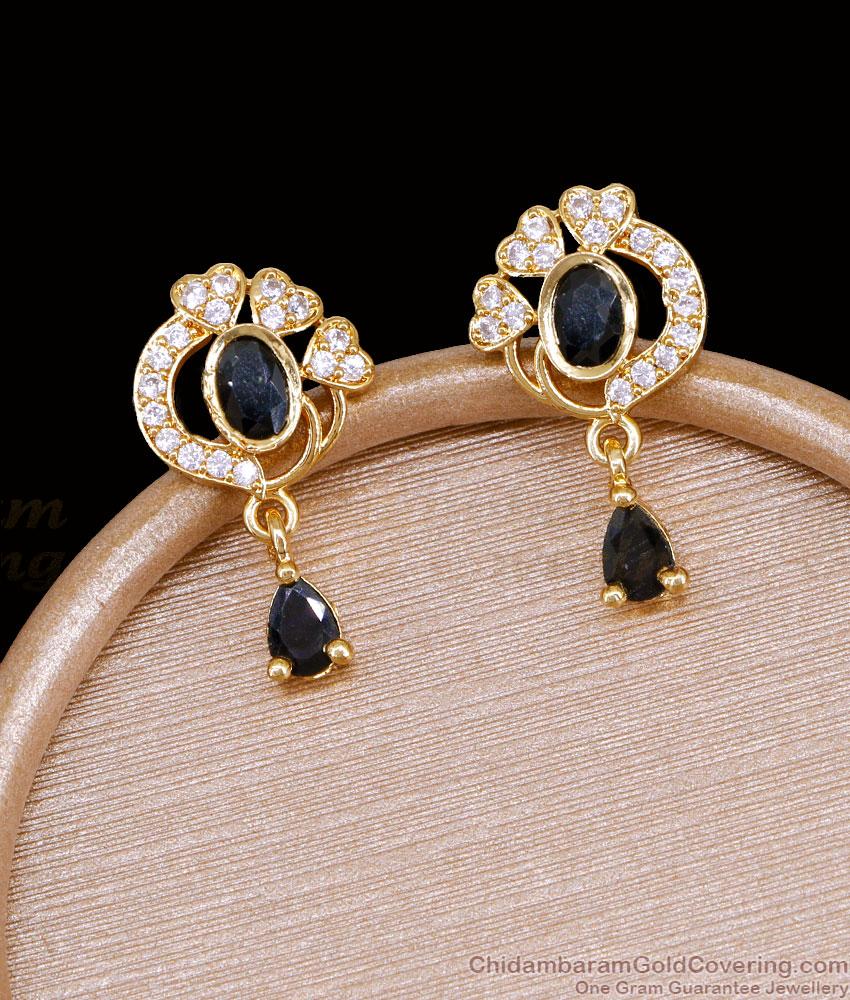 White American Diamond Swirl Black Drop Dangler Earring ER5911 White American Diamond Swirl Black Drop Dangler Earring ER5911