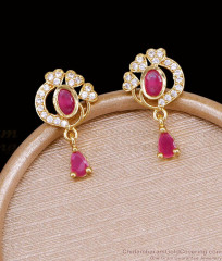 Beautiful Gold Plated Ruby CZ Heart Petal Drop Earrings ER5912 Beautiful Gold Plated Ruby CZ Heart Petal Drop Earrings ER5912