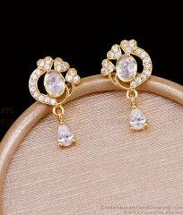 Classic Oval White Diamond Stone Gold Dangler Earring ER5913 Classic Oval White Diamond Stone Gold Dangler Earring ER5913