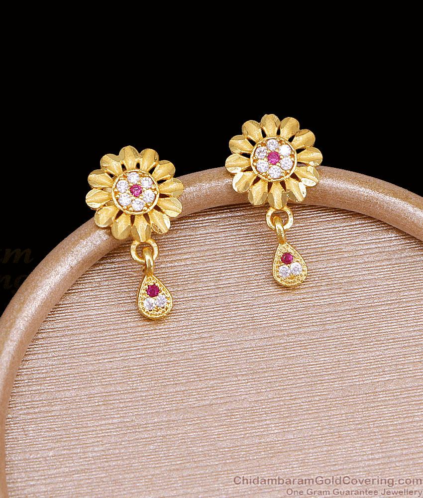 Attractive Two Gram Gold Finish Floral Drop Earring ER5915 Attractive Two Gram Gold Finish Floral Drop Earring ER5915