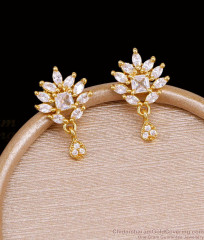 Full White Stone Floral Gold Dangler Earring ER5916 Full White Stone Floral Gold Dangler Earring ER5916