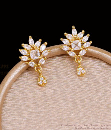 Full White Stone Floral Gold Dangler Earring ER5916