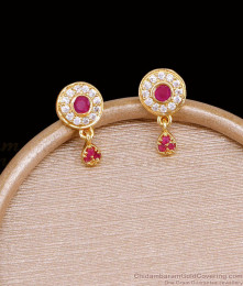 Ruby White Stone Small Gold Earring At Affordable Price ER5919 Ruby White Stone Small Gold Earring At Affordable Price ER5919