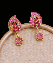 Glittering Ruby Stone Gold Plated Mango Earring ER5921 Glittering Ruby Stone Gold Plated Mango Earring ER5921