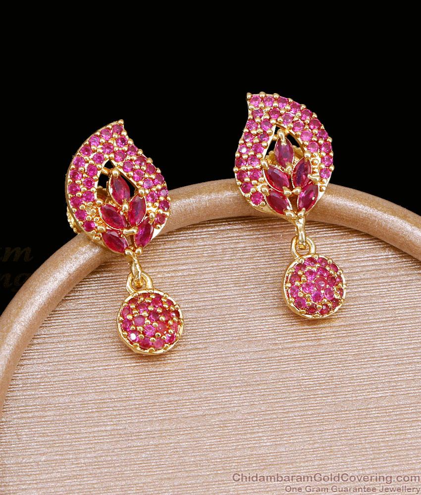 Glittering Ruby Stone Gold Plated Mango Earring ER5921 Glittering Ruby Stone Gold Plated Mango Earring ER5921