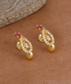 Ruby White Stone J Shaped Gold Stud Earring Online ER5925