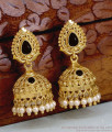 Big One Gram Gold Finish Black Stone Jhumki Pearl Earring ER5931 Big One Gram Gold Finish Black Stone Jhumki Pearl Earring ER5931