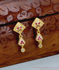 22K Gold Plated Ruby CZ Stone Drop Earrings ER5936
